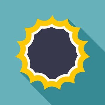 Sun symbol flat design icon with long shadow Stock Illustration