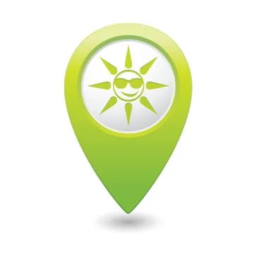 Sun symbol green map pointer Stock Illustration