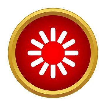 Sun symbol icon displaying eight white rays Stock Illustration