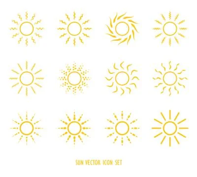 Sun symbol icon set Stock Illustration