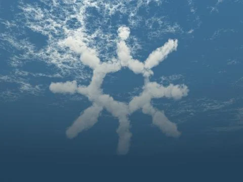 Sun symbol made from clouds - 3d rendering Stock-Illustration