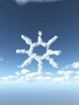 Sun symbol made from clouds - 3d illustration Stock-Illustration