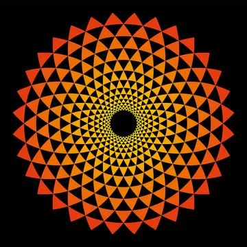Sun symbol made of Fibonacci pattern, Sacred Geometry Illustrazione stock