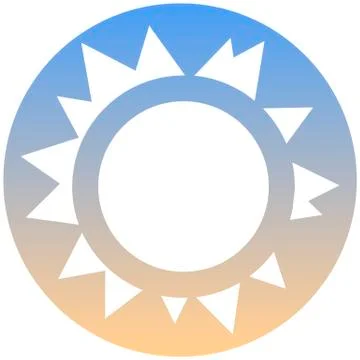 Sun symbol of a set. White sun icon, on gradient button. Use for banner, card Stock Illustration