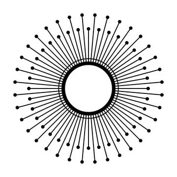 Sun symbol, solar disk with 72, six times twelve, rays of light Stock Illustration
