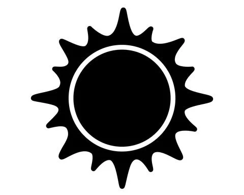 Sun, a symbol of a solar eclipse - a picture for a logo or pictogram. Stock Illustration