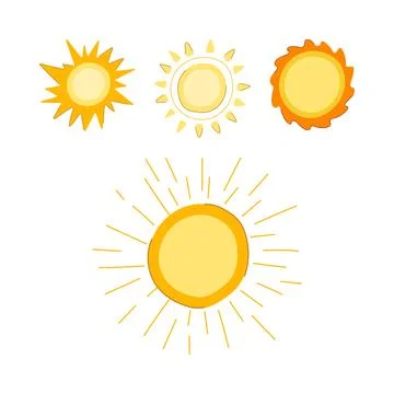 Sun symbols collection with different styles Stock Illustration