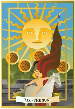 The sun tarot card Stock Illustration