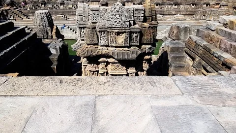 Sun Temple view raised from the stone carvings on from the edge of the Video stock 116113794