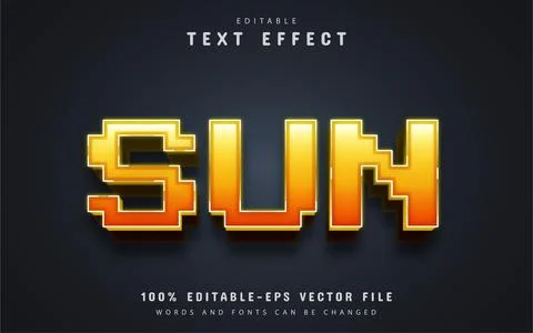 Sun text, 3d pixel style text effect Stock Illustration