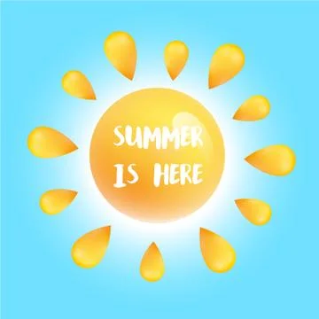 Sun with text on blue background, vector illustration Stock Illustration