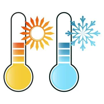 Sun thermometer and snowflake thermometer, air conditioning and heating Stock Illustration
