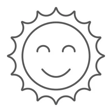 Sun thin line icon, easter and summer, smile sun sign, vector graphics, a linear Stock Illustration
