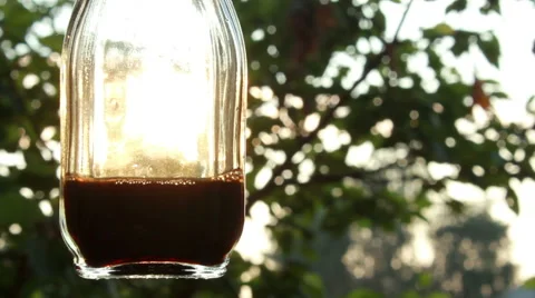 Sun Through The Bottle With Liquid Stockbeeldmateriaal 40731372