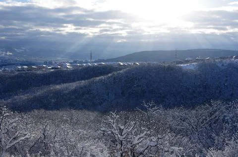 Sun through the Clouds. 写真素材