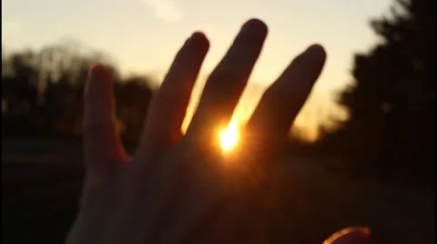 Sun through fingers Video stock 48543855