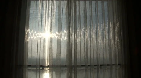 Sun through a sheer curtain Video stock 41580769