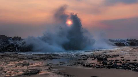 Sun through the Wave Stock Photos