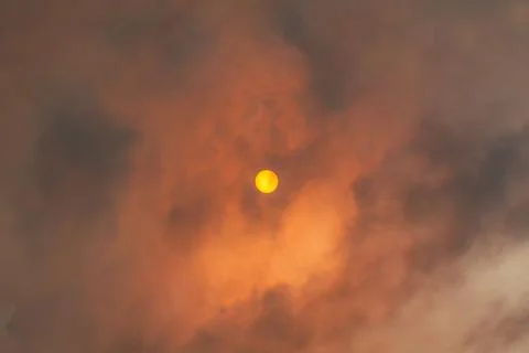 Sun Through Wildfire Smoke Stock Photos