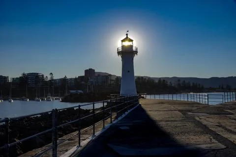 Sun throught Light house window Stock Photos