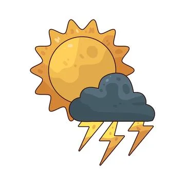 Sun with thunder illustration Stock Illustration