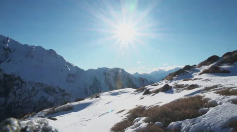 Sun Time-lapse with mountains and snow. Stock Footage 49845088