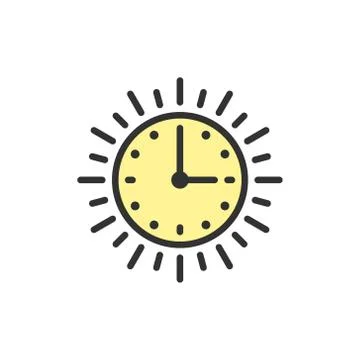 Sun time, long day, light daytime flat color line icon. Stock Illustration