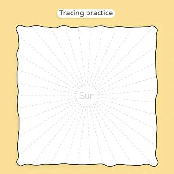 Sun Tracing Practice Worksheet Template Stock-Illustration