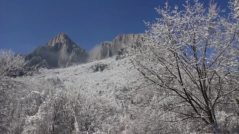 The Sun, Trees ans Rocks During The Winter, Vratsa, Bulgaria Stock Footage 81599693