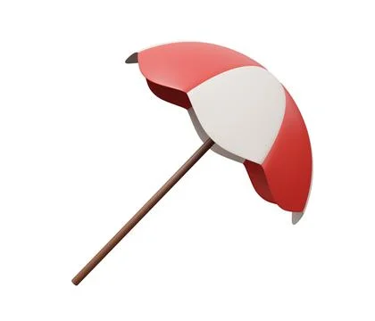 Sun umbrella 3d icon. 3d render minimal cartoon illustration Stock Illustration