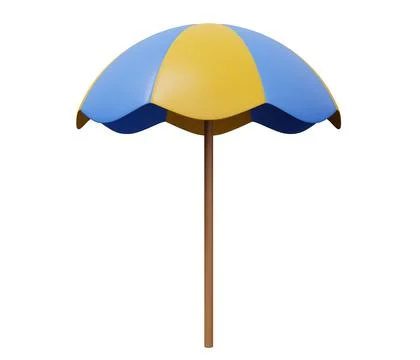 Sun umbrella 3d icon. 3d render minimal cartoon illustration Stock Illustration