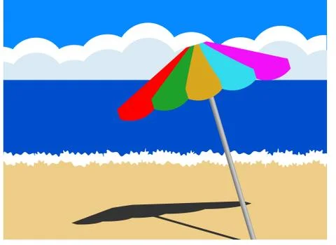 Sun Umbrella Beach Background Stock Illustration