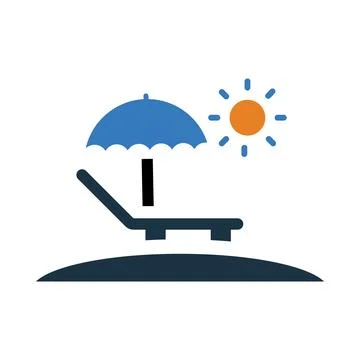 Sun, umbrella, beach, beach bed, summer day icon Stock Illustration
