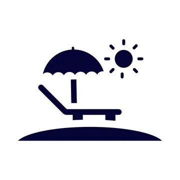 Sun, umbrella, beach, beach bed, summer day icon Stock Illustration