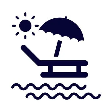 Sun, umbrella, beach, beach bed, summer day icon Stock Illustration