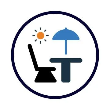 Sun, umbrella, beach, beach bed, summer day icon Stock Illustration