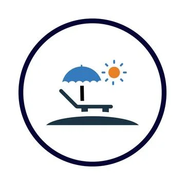 Sun, umbrella, beach, beach bed, summer day icon Stock Illustration