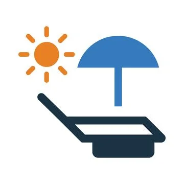 Sun, umbrella, beach, beach bed, summer day icon Stock Illustration