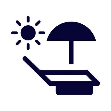 Sun, umbrella, beach, beach bed, summer day icon Stock Illustration