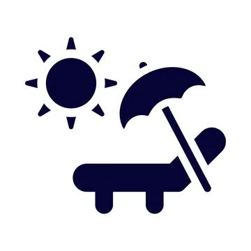 Sun, umbrella, beach, beach bed, summer day icon Stock Illustration
