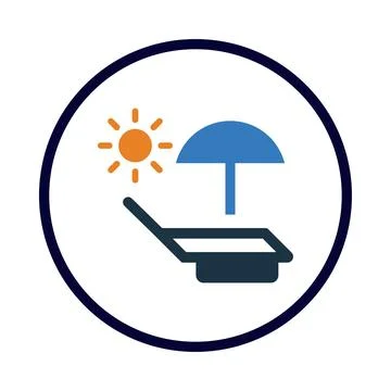 Sun, umbrella, beach, beach bed, summer day icon Stock Illustration