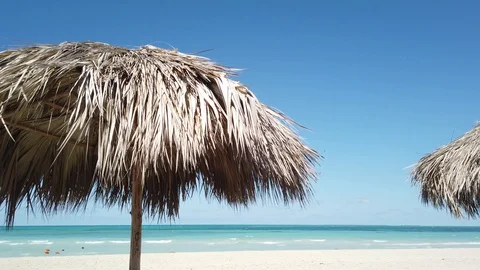 Sun umbrella in the beach Stock Footage 108261490