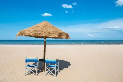 Sun umbrella on beach Foto stock