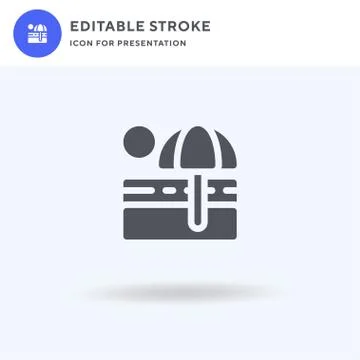 Sun Umbrella icon vector, filled flat sign, solid pictogram isolated on white Stock Illustration