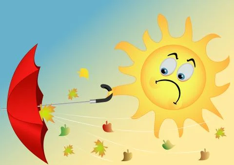 The sun with an umbrella Stock Illustration