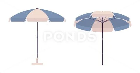 Sun umbrella set in blue and white color Stock Illustrationen