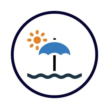 Sun, umbrella, sunny, summer day icon Stock Illustration
