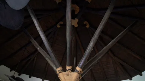 Sun umbrella in a villa in the Maldives Stock Footage 280693409