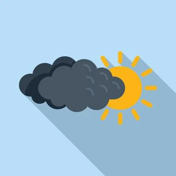 Sun under cloud icon flat vector. Rain forecast 스톡 일러스트
