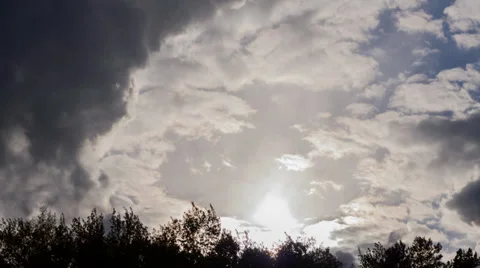 Sun under stormy moving Clouds HD on sky with sun Stock Footage
